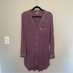 Victoria Secret mauve long sleeve button down nightdress with a chest pocket